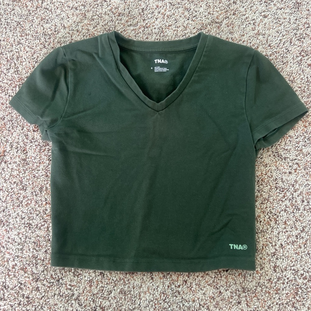 Aritzia Green Fitted Crop T-Shirt